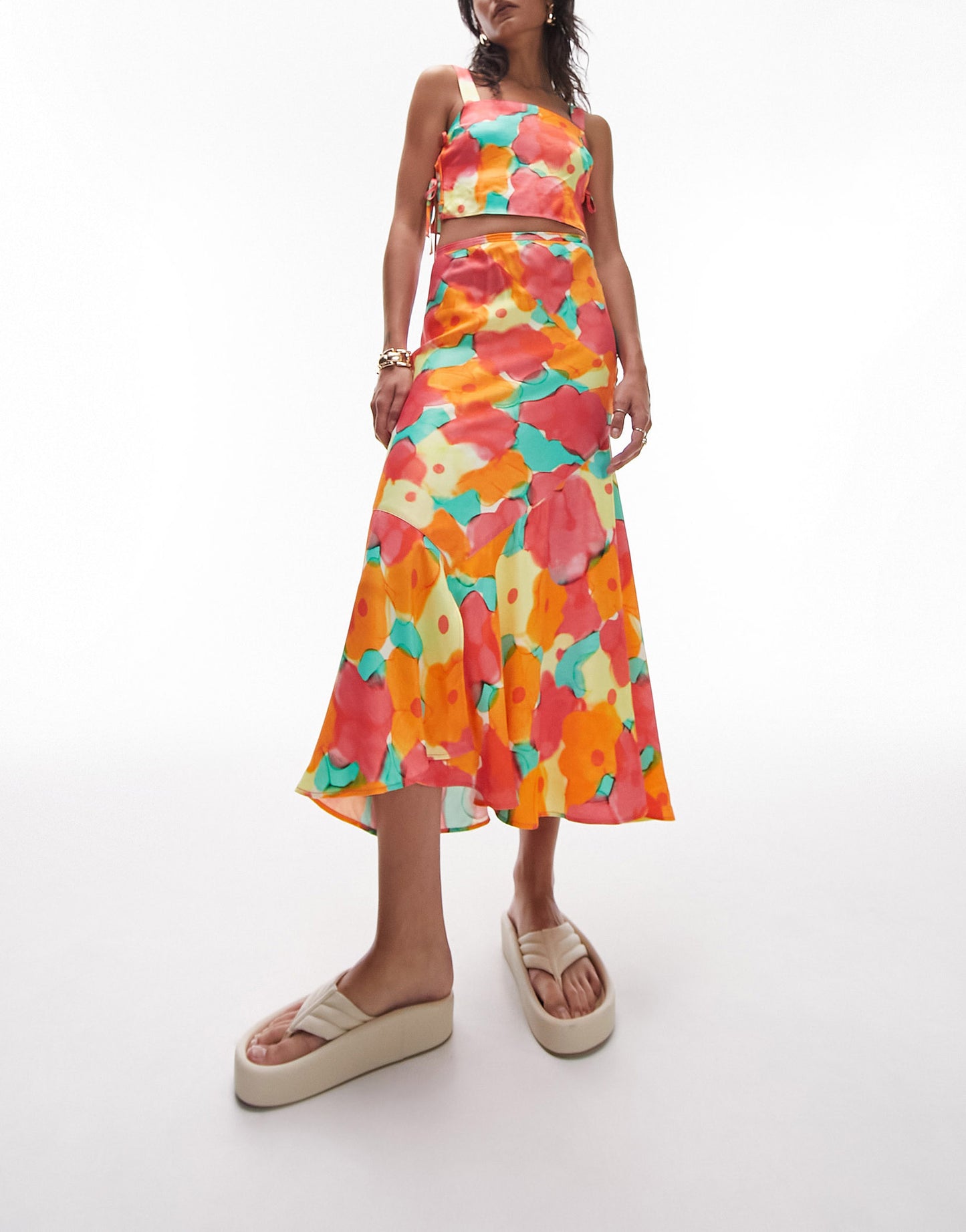 Topshop co-ord naive floral fishtail midi skirt in multi