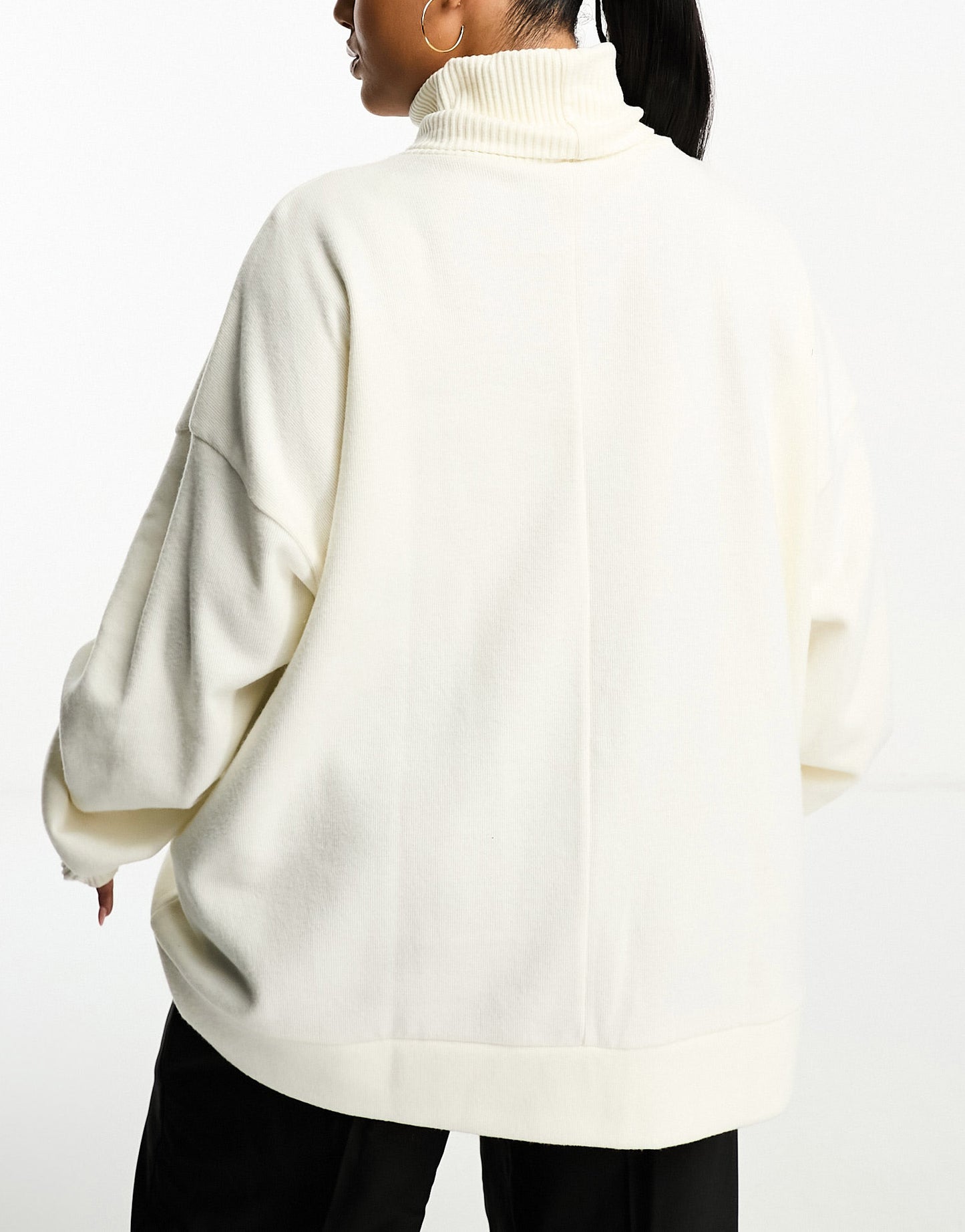 ASOS DESIGN Curve super soft long line roll neck in winter white