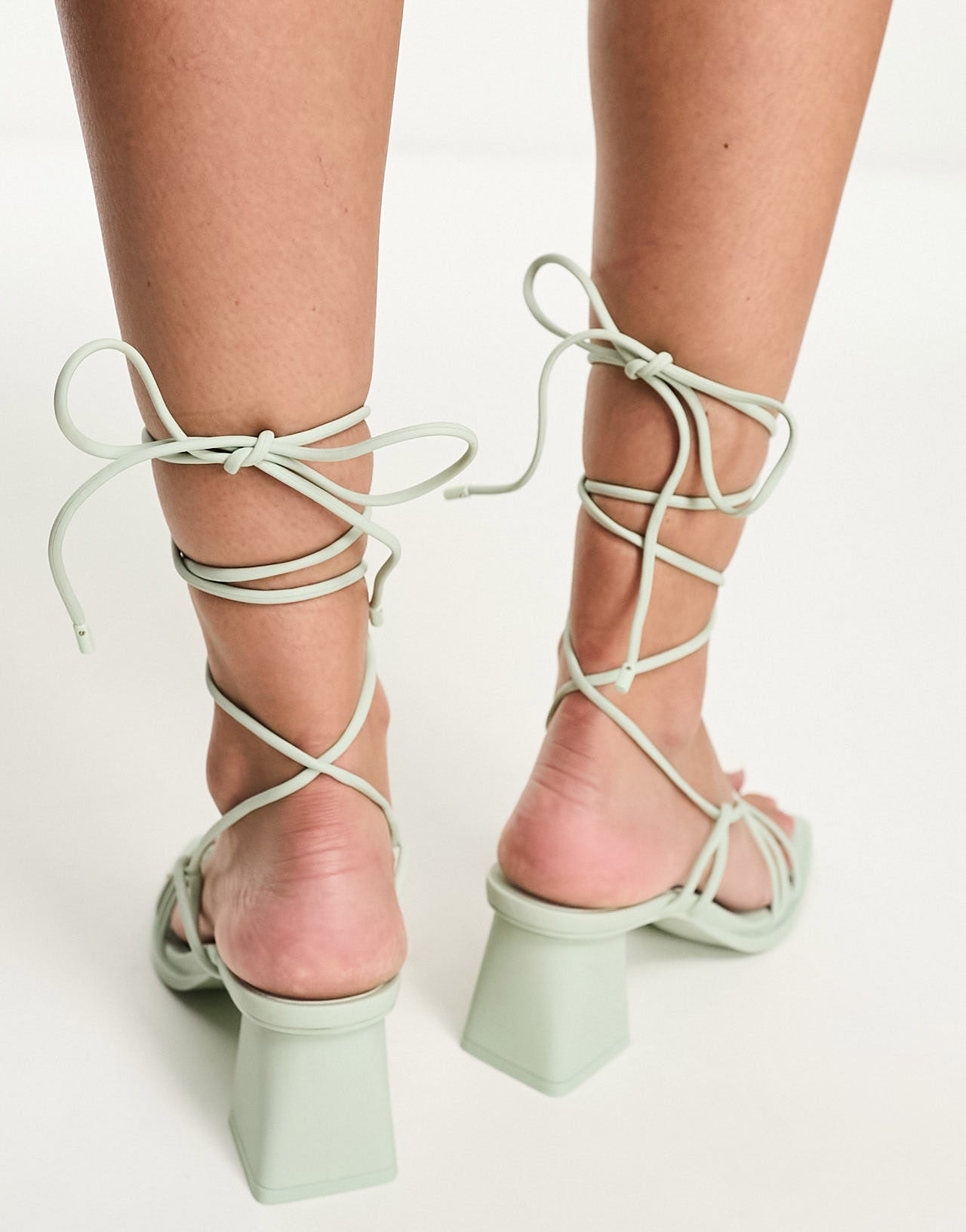 Stradivarius strappy heeled sandal in mint