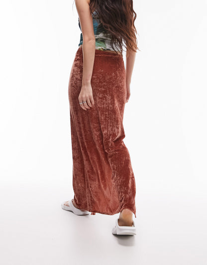 Topshop velvet jersey maxi skirt in rose