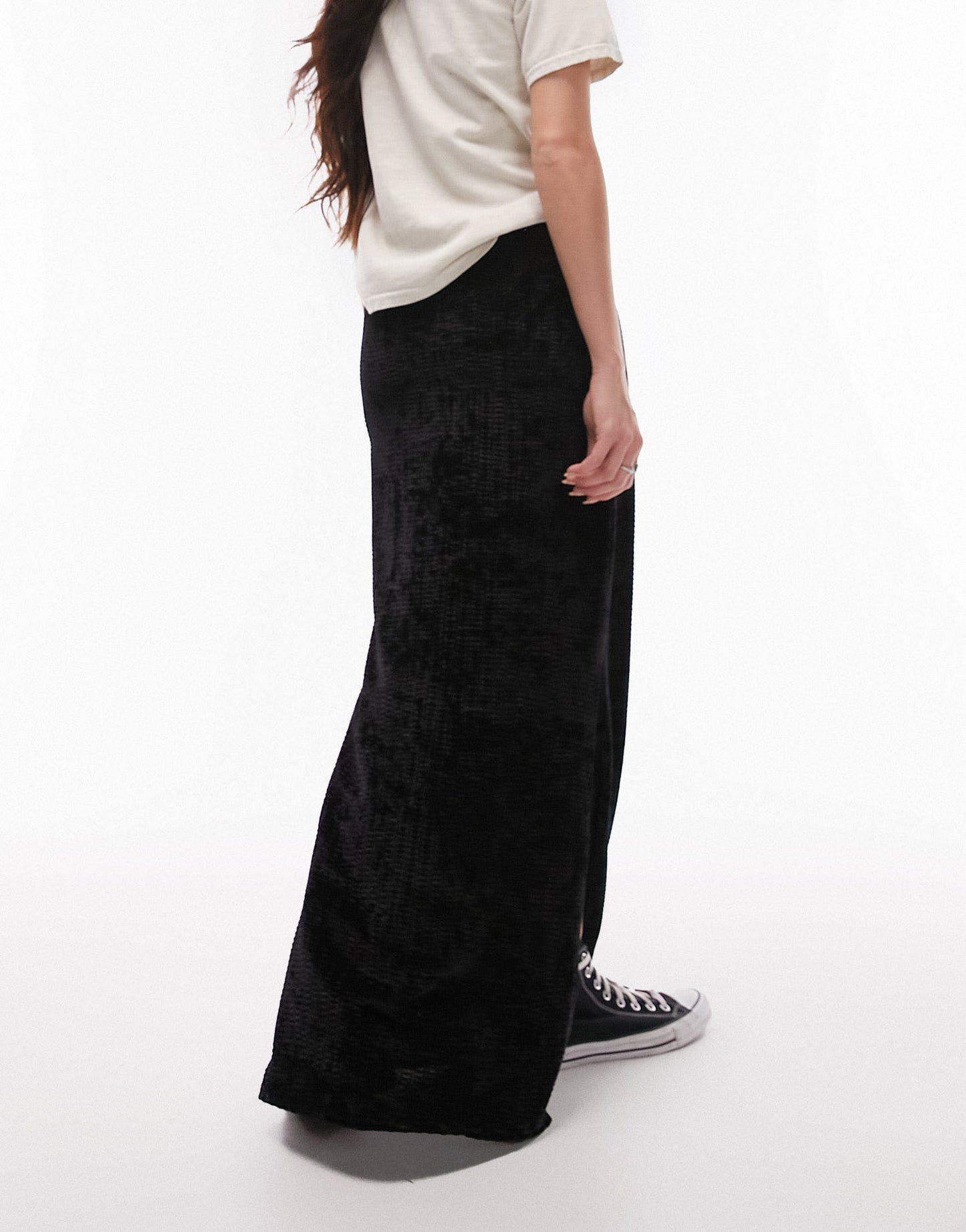 Topshop textured velvet jersey maxi skirt in black