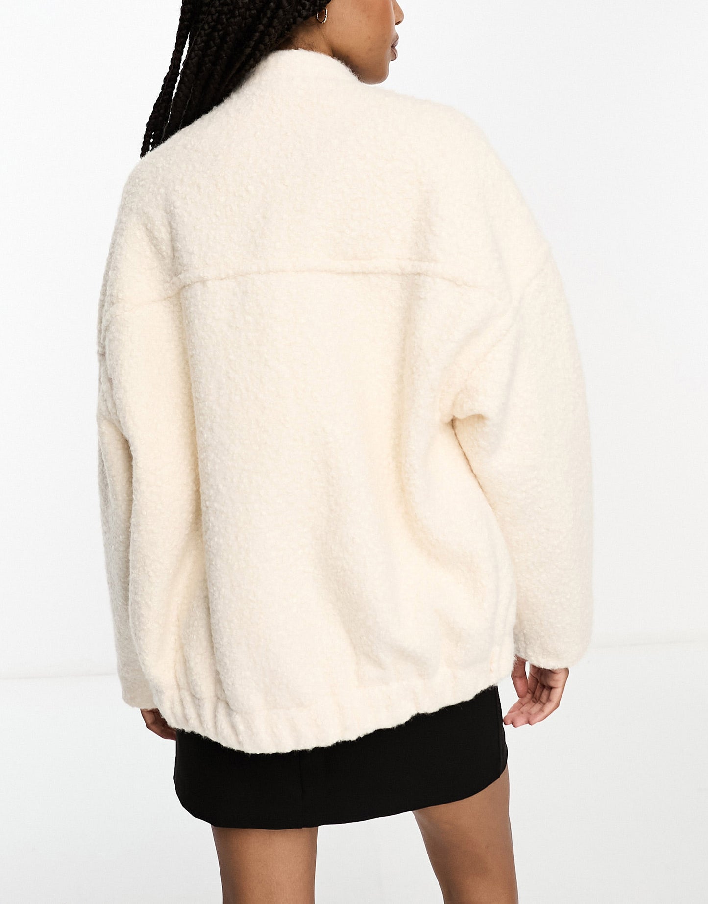 4th & Reckless Tall exclusive oversized wool look bomber jacket in cream