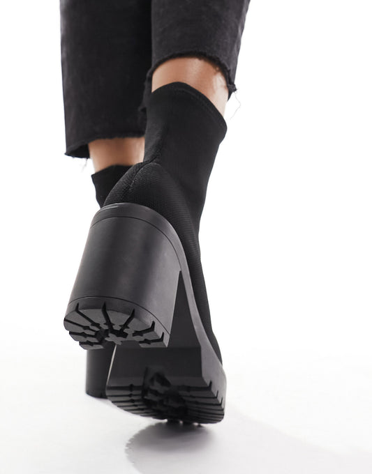 ASOS DESIGN Explore chunky heeled sock boots in black