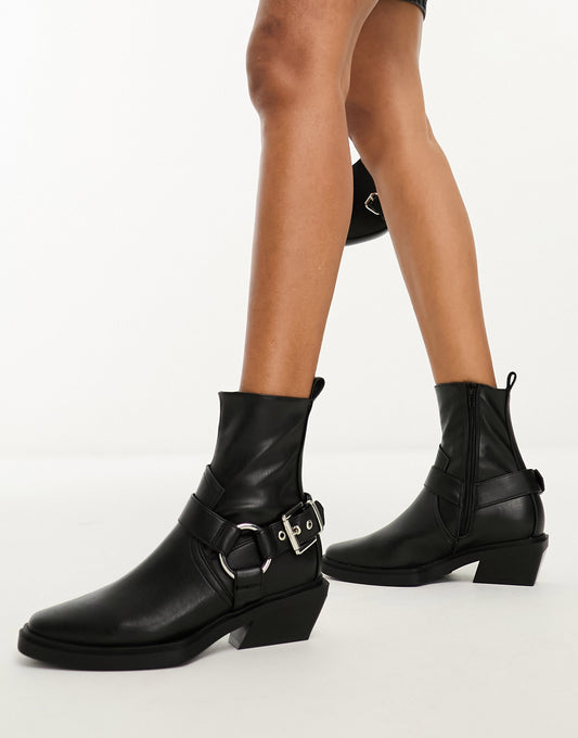 ASOS DESIGN Agent harness western boots in black