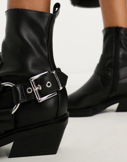 ASOS DESIGN Agent harness western boots in black