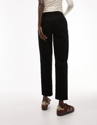 Topshop Tall cord peg trouser in black