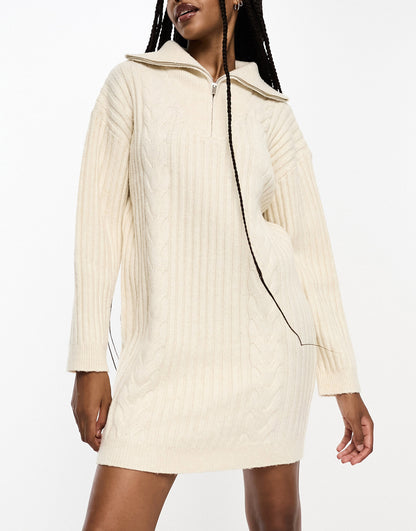 4th & Reckless Tall exclusive cable knit mini dress in cream