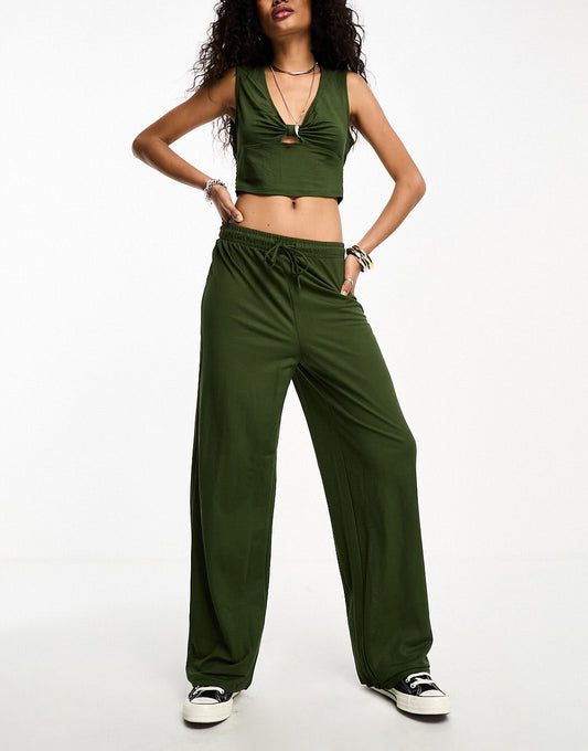 ONLY cut out detail cropped top co-ord in khaki