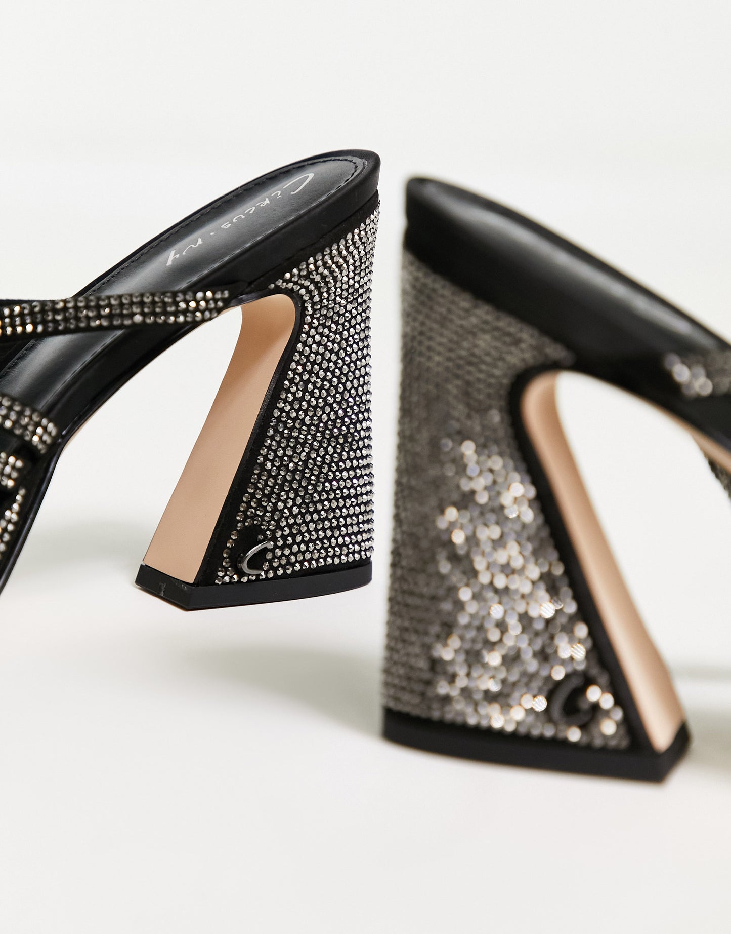 Circus NY Hanson sparkle strap detail mules in black