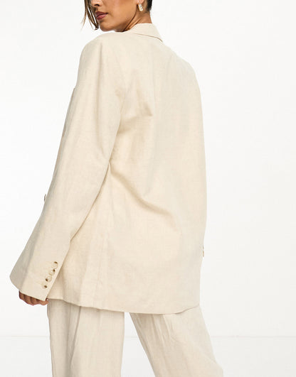 NA-KD co-ord oversized tailored blazer in beige