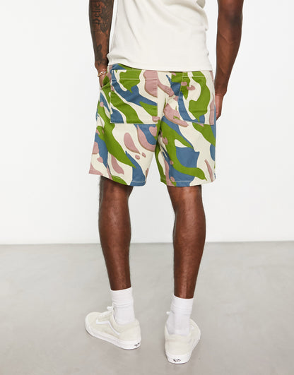 Farah sepel patch printed shorts in off white