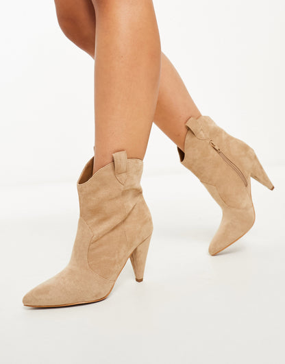 ASOS DESIGN Wide Fit Rhona cone heel western in tan