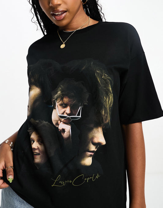 ASOS DESIGN oversized t-shirt with lewis capaldi licence graphic in black