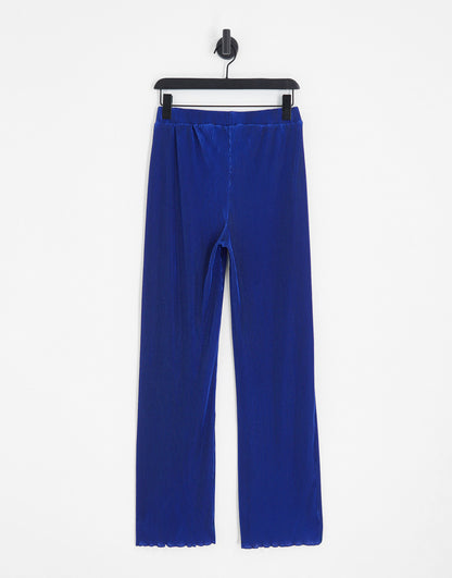 Y.A.S plisse wide leg trouser co-ord in blue