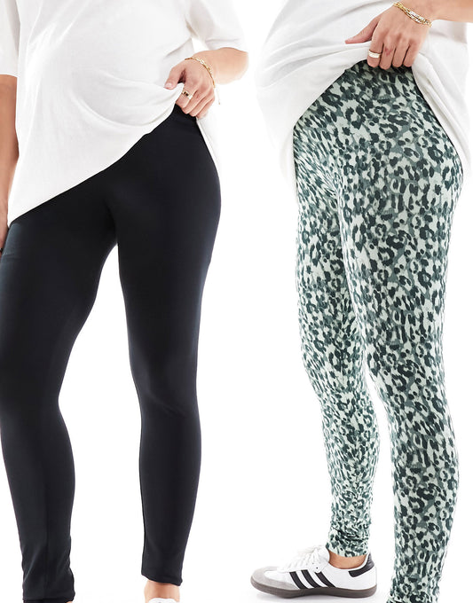 Mamalicious two pack jersey fashion leggings in multi