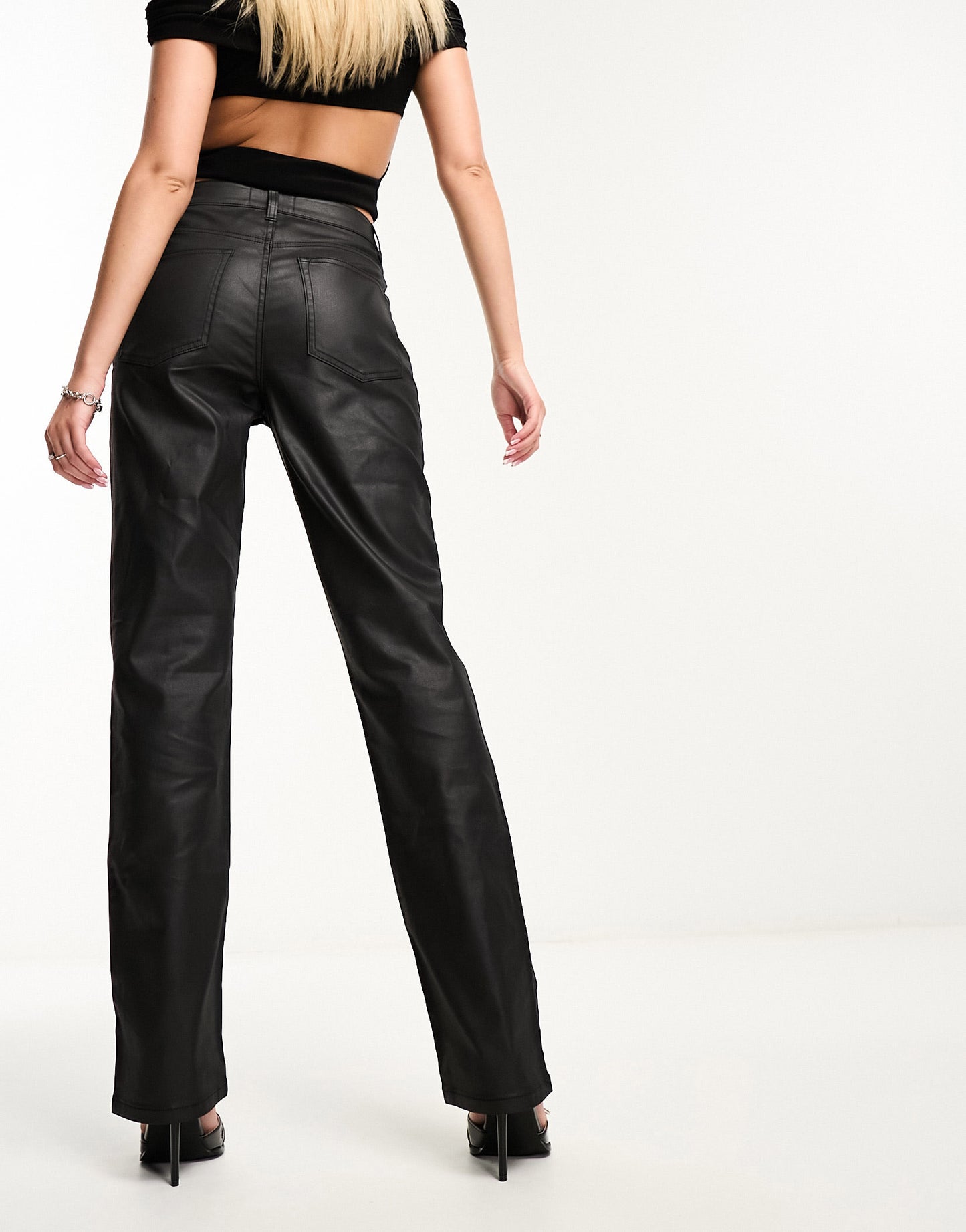 ASOS DESIGN slim straight jean in coated black