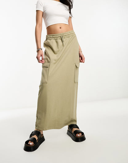 River Island cargo maxi skirt in khaki