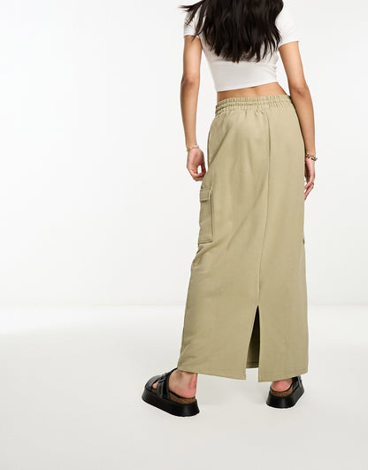 River Island cargo maxi skirt in khaki