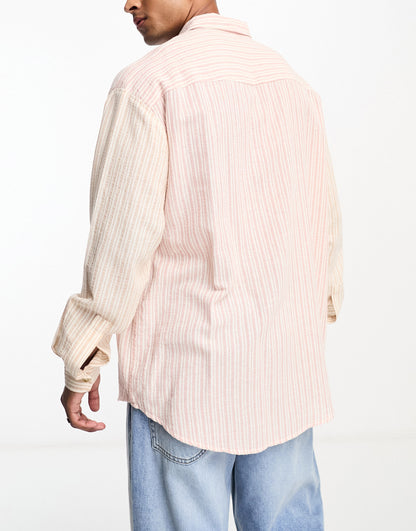 Labelrail x Stan & Tom oversized striped seersucker shirt in multi