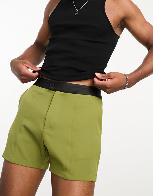 Labelrail x Stan & Tom waistband detail short-shorts in olive