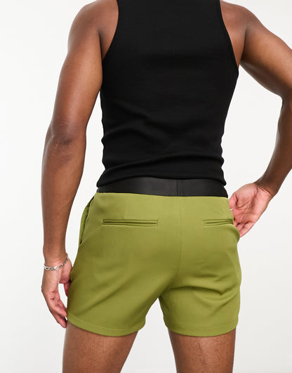 Labelrail x Stan & Tom waistband detail short-shorts in olive