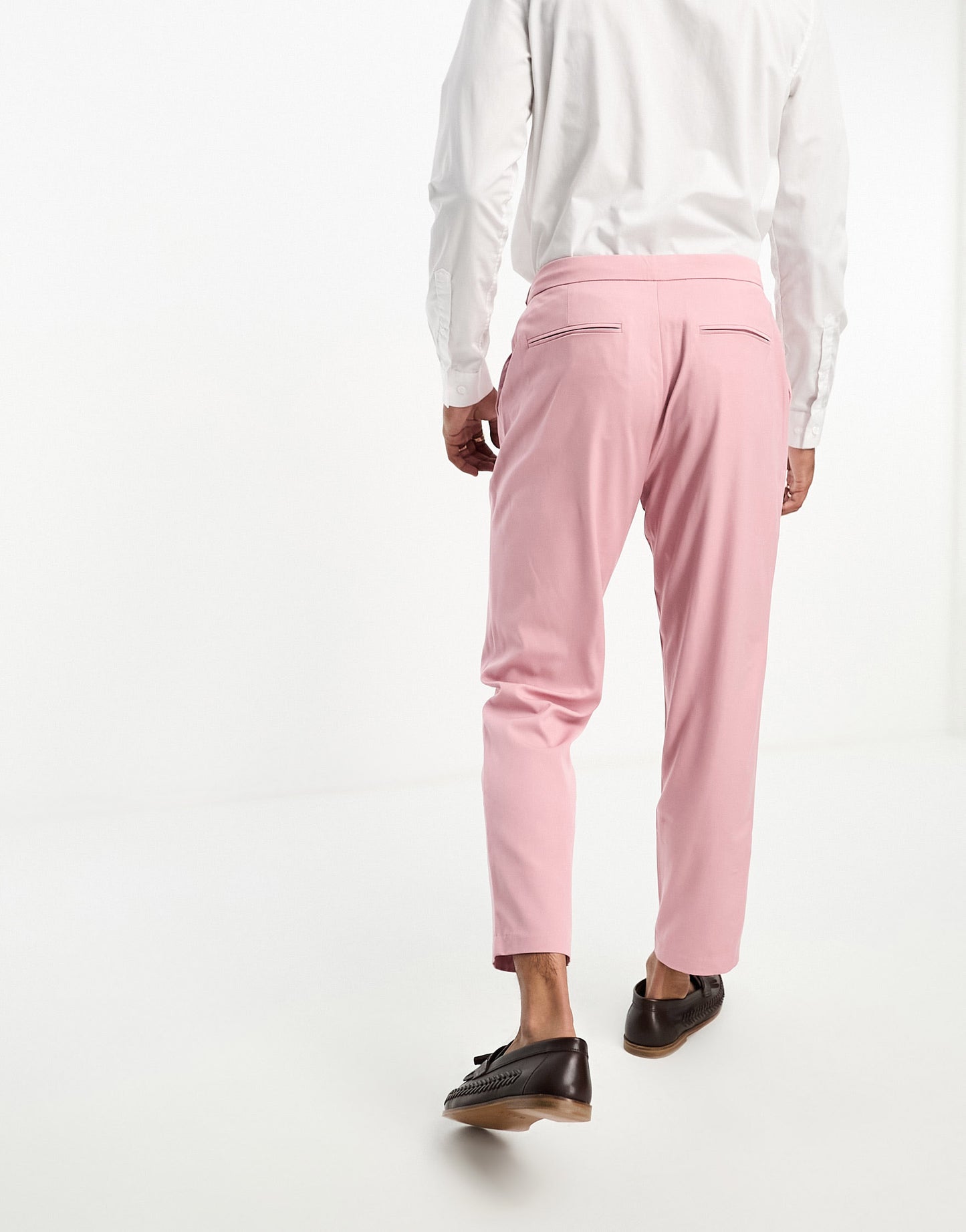 Labelrail x Stan & Tom fitted tapered suit trousers co-ord in salmon pink