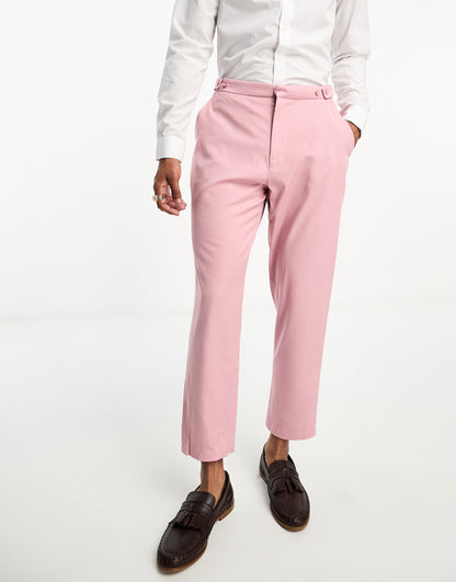 Labelrail x Stan & Tom fitted tapered suit trousers co-ord in salmon pink