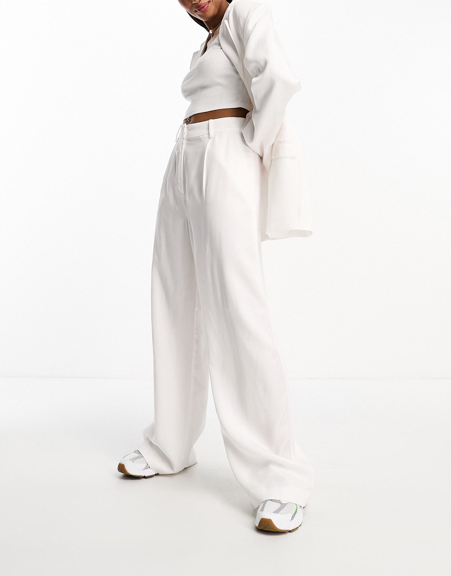 Monki co-ord wide leg trousers in white