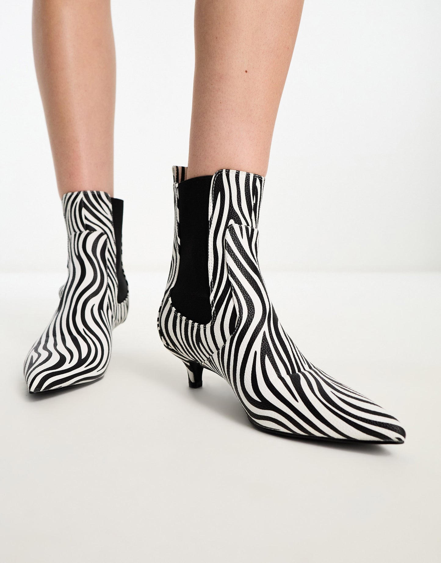 RAID Cedar kitten heeled ankle boot in zebra