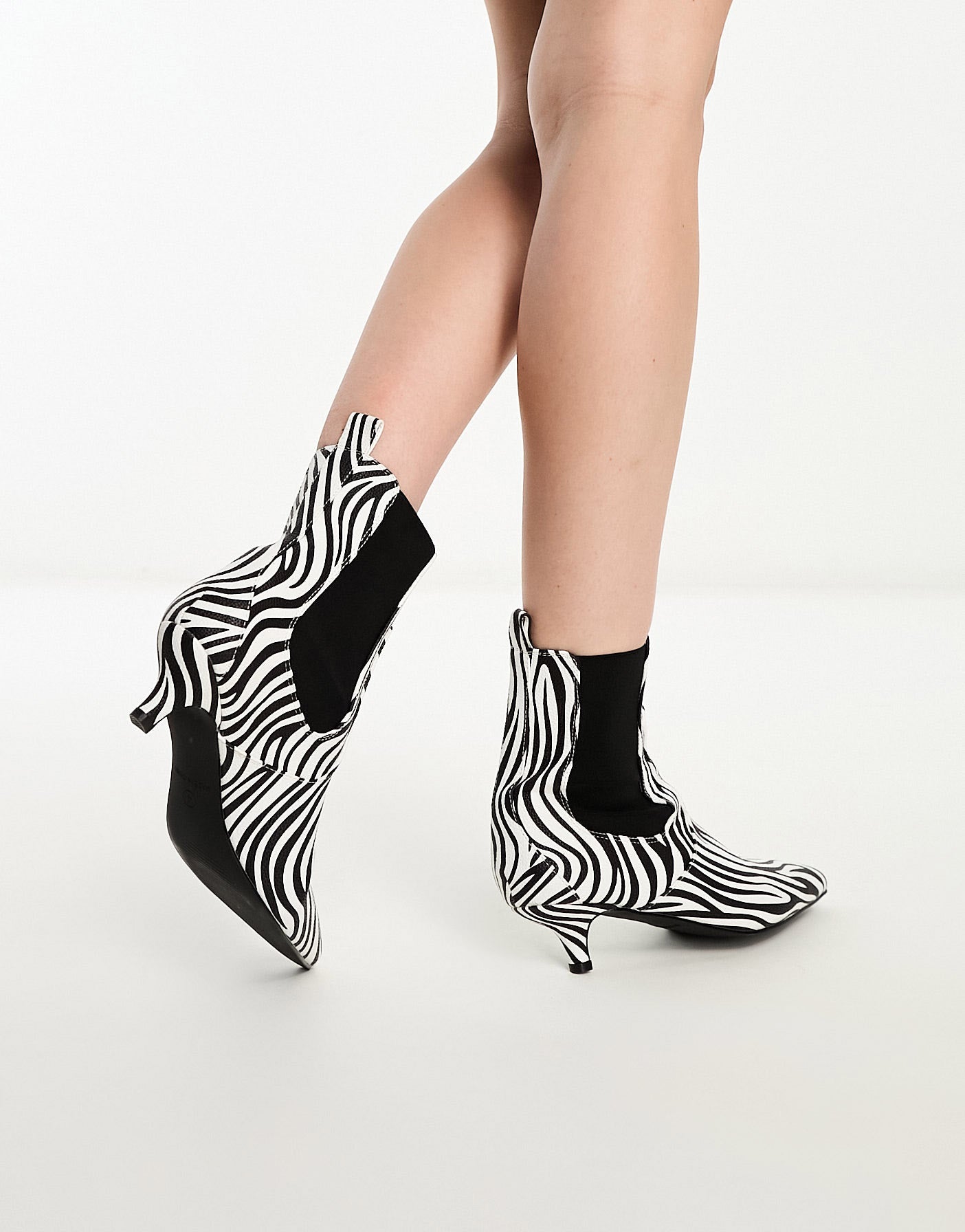 RAID Cedar kitten heeled ankle boot in zebra