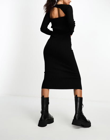 ASOS DESIGN asymmetric maxi dress with cut out detail in black