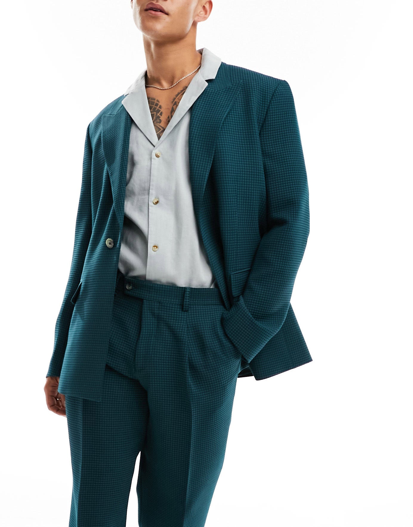 Viggo waffle suit jacket in green