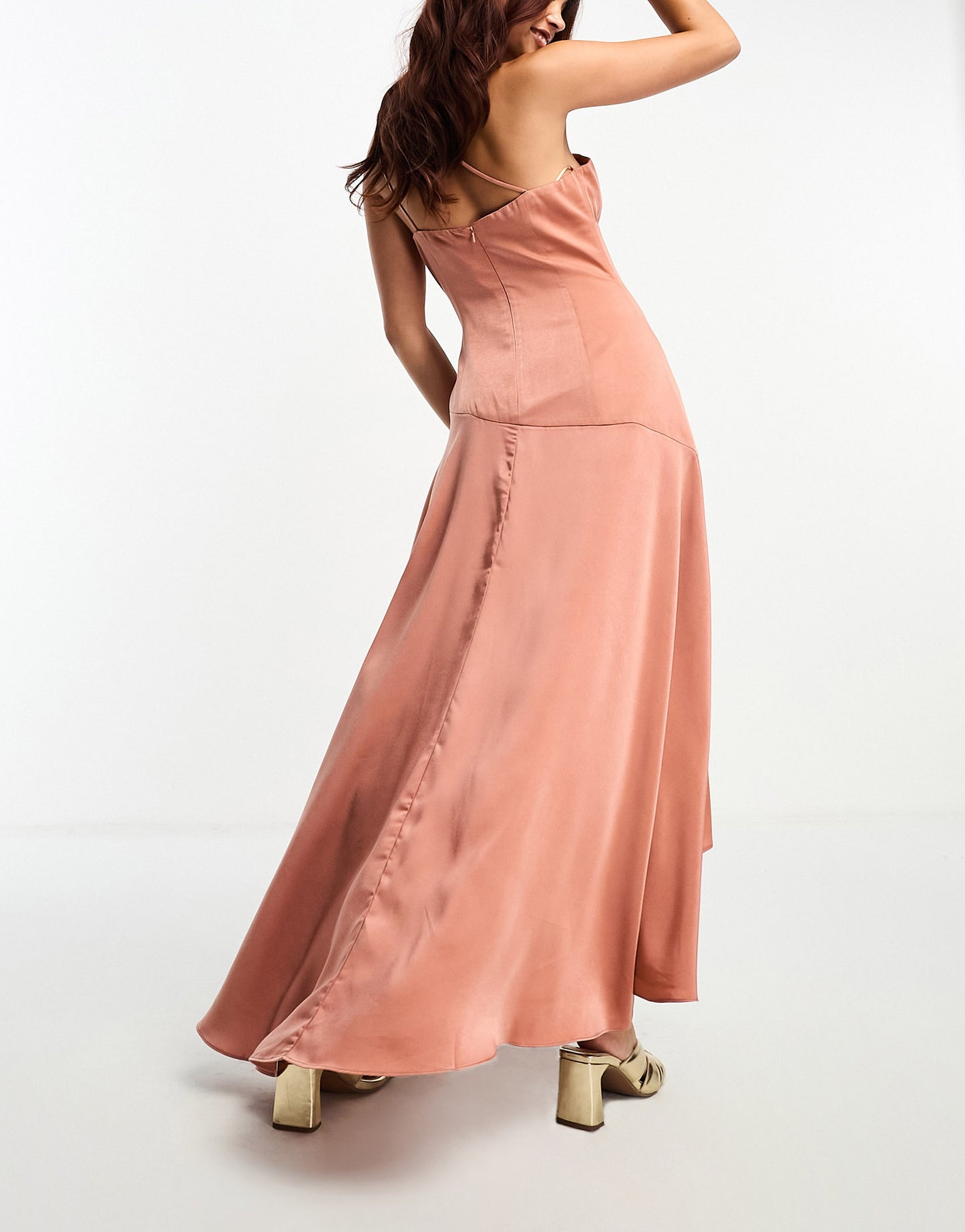 Bardot one shoulder maxi dress in rose