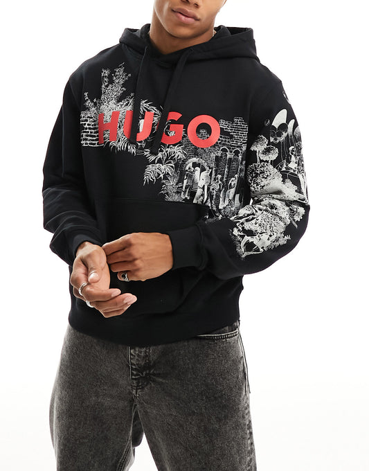 HUGO Doliveto logo hoodie in black