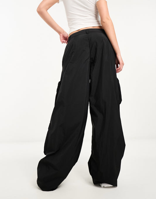 HUGO Harameri wide leg cargo trousers in black