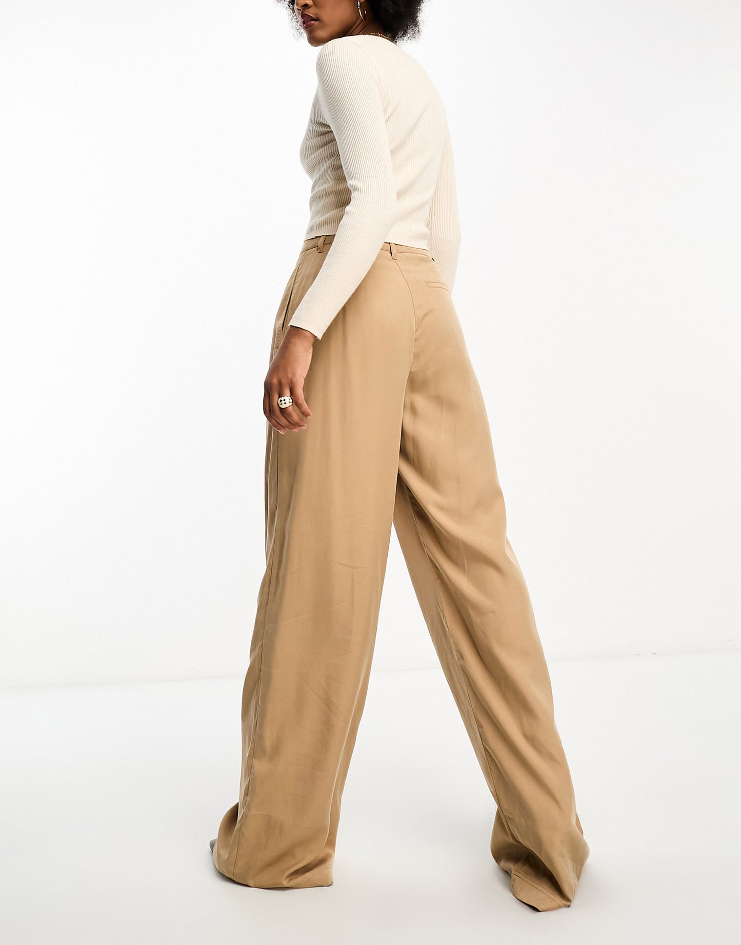 ASOS DESIGN Tall casual wide leg trouser in camel