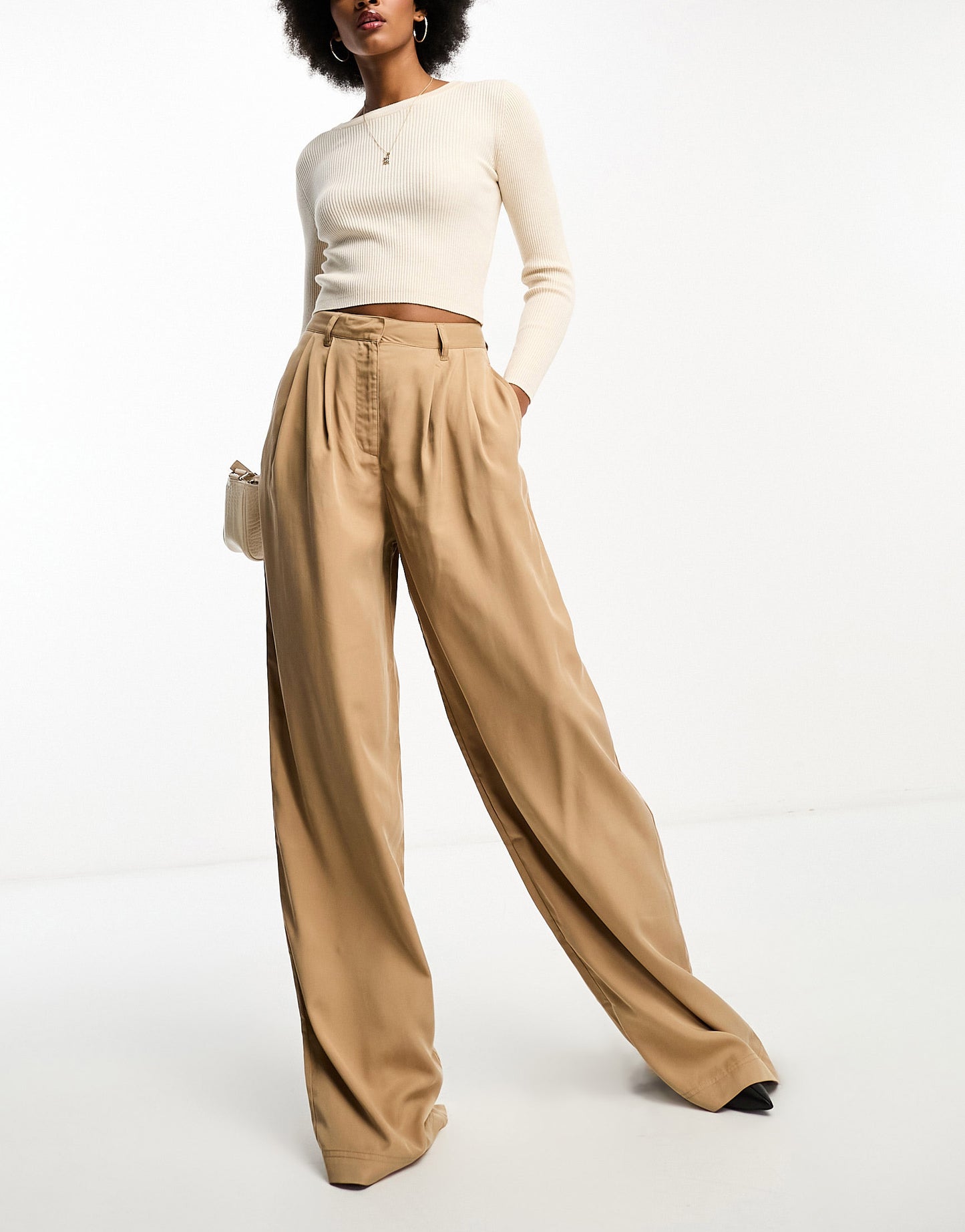 ASOS DESIGN Tall casual wide leg trouser in camel