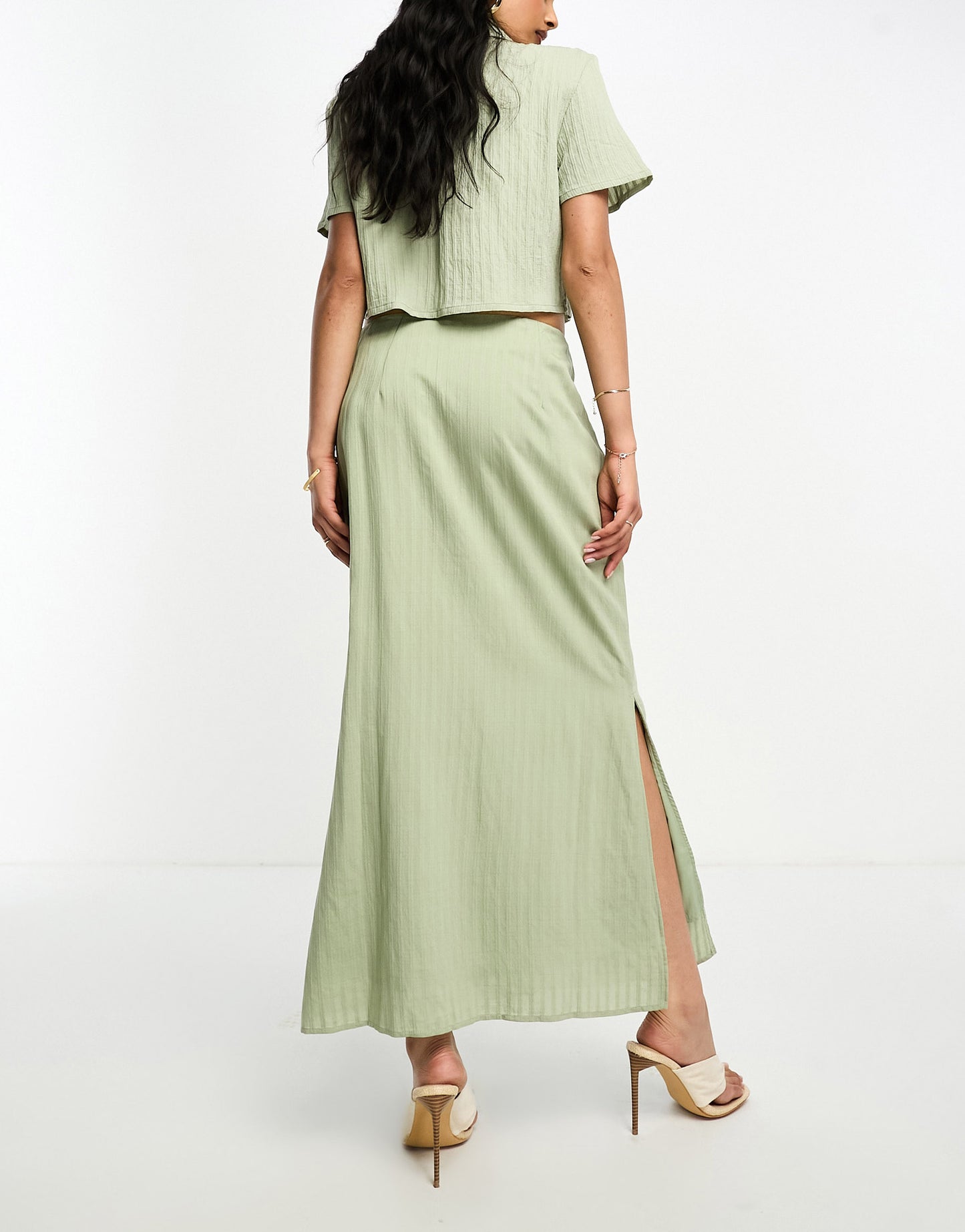 NA-KD co-ord cut out detail midi skirt in soft green