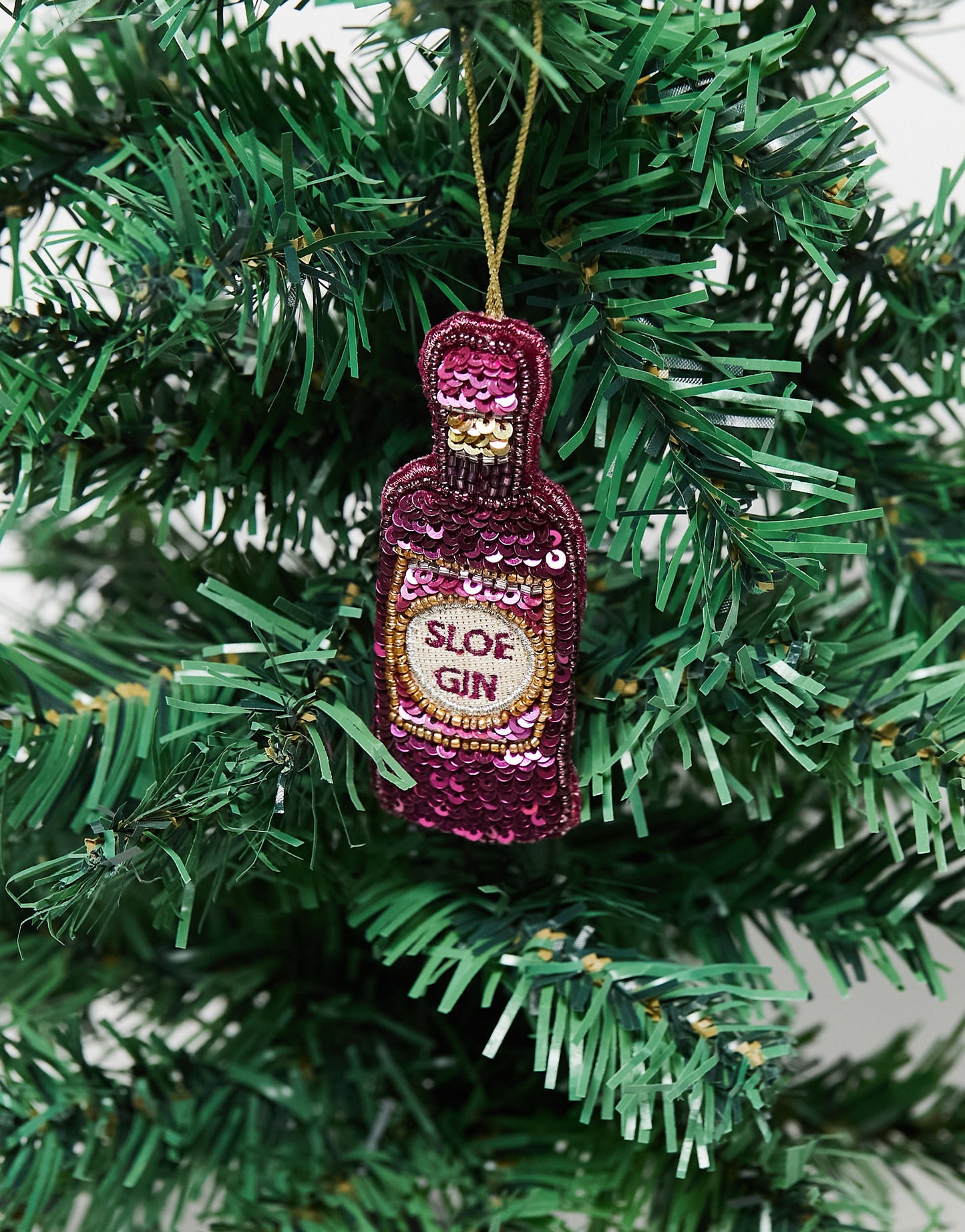 Accessorize sequin sloe gin bottle christmas tree decoration