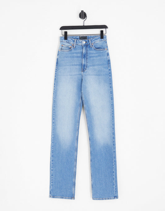 ASOS DESIGN Tall comfort stretch straight leg jean in mid blue