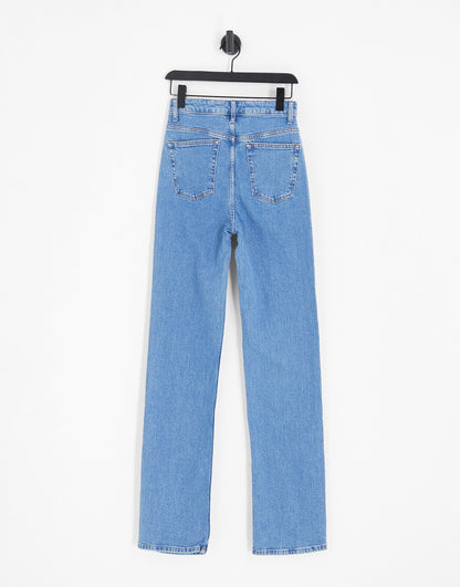 ASOS DESIGN Tall comfort stretch straight leg jean in mid blue