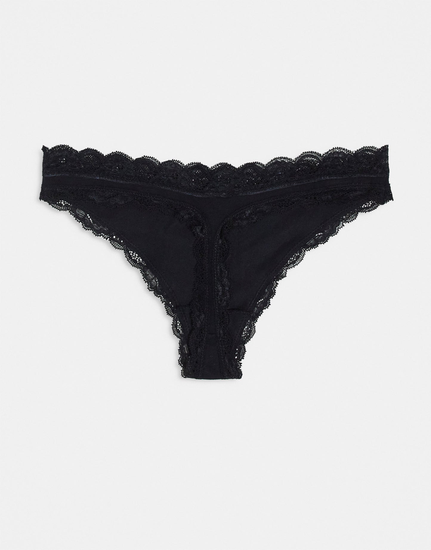 Lindex Emelia 3-pack lace edge thong in black