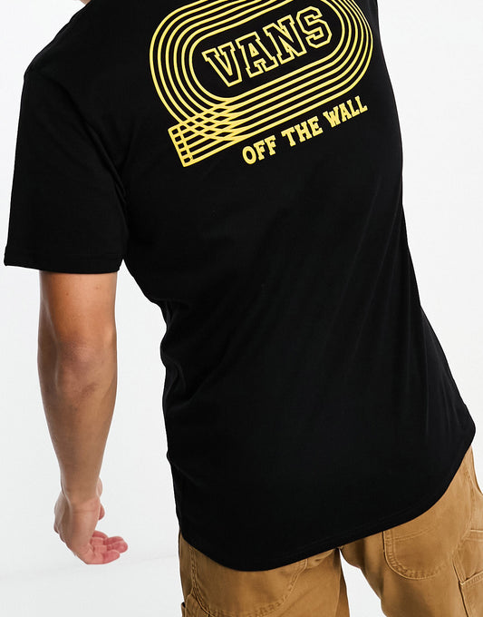 Vans track field t-shirt with back print in black