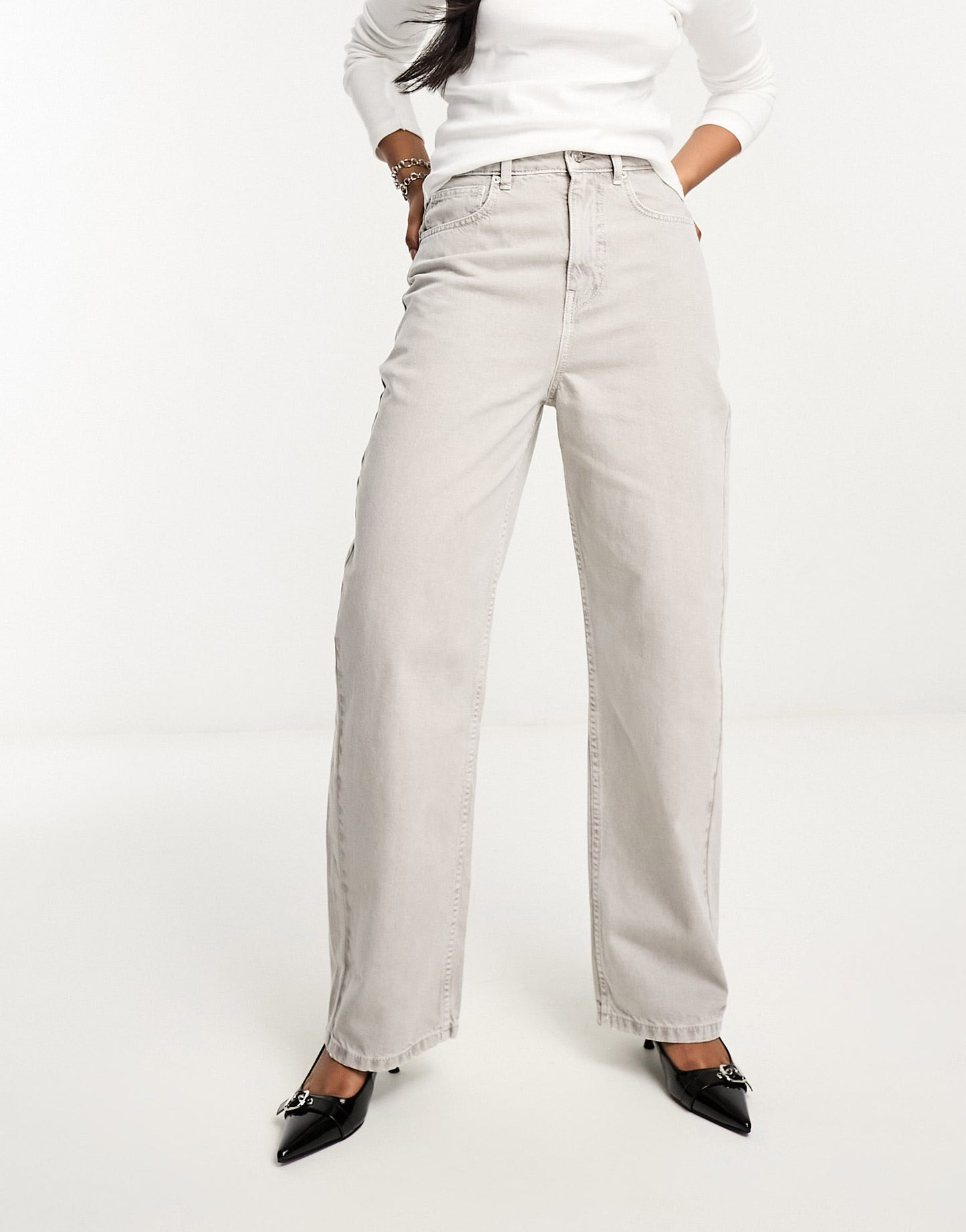 ASOS DESIGN barrel leg jeans in grey