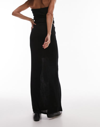 Topshop trim detail slinky maxi skirt in black