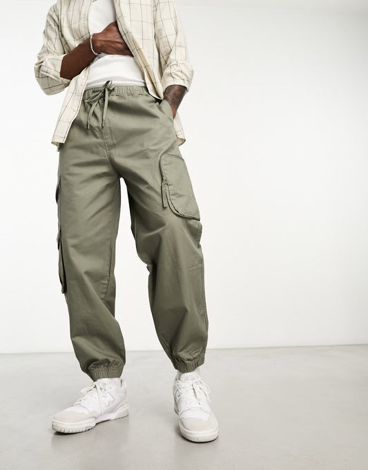 Pull&Bear multipocket cargo in khaki