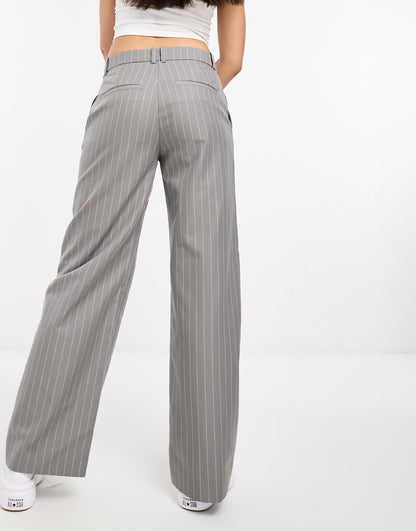 Weekday Emily trousers in grey pinstripe