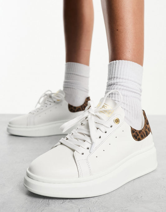 Barbour International Amanza flatform leather trainers in white