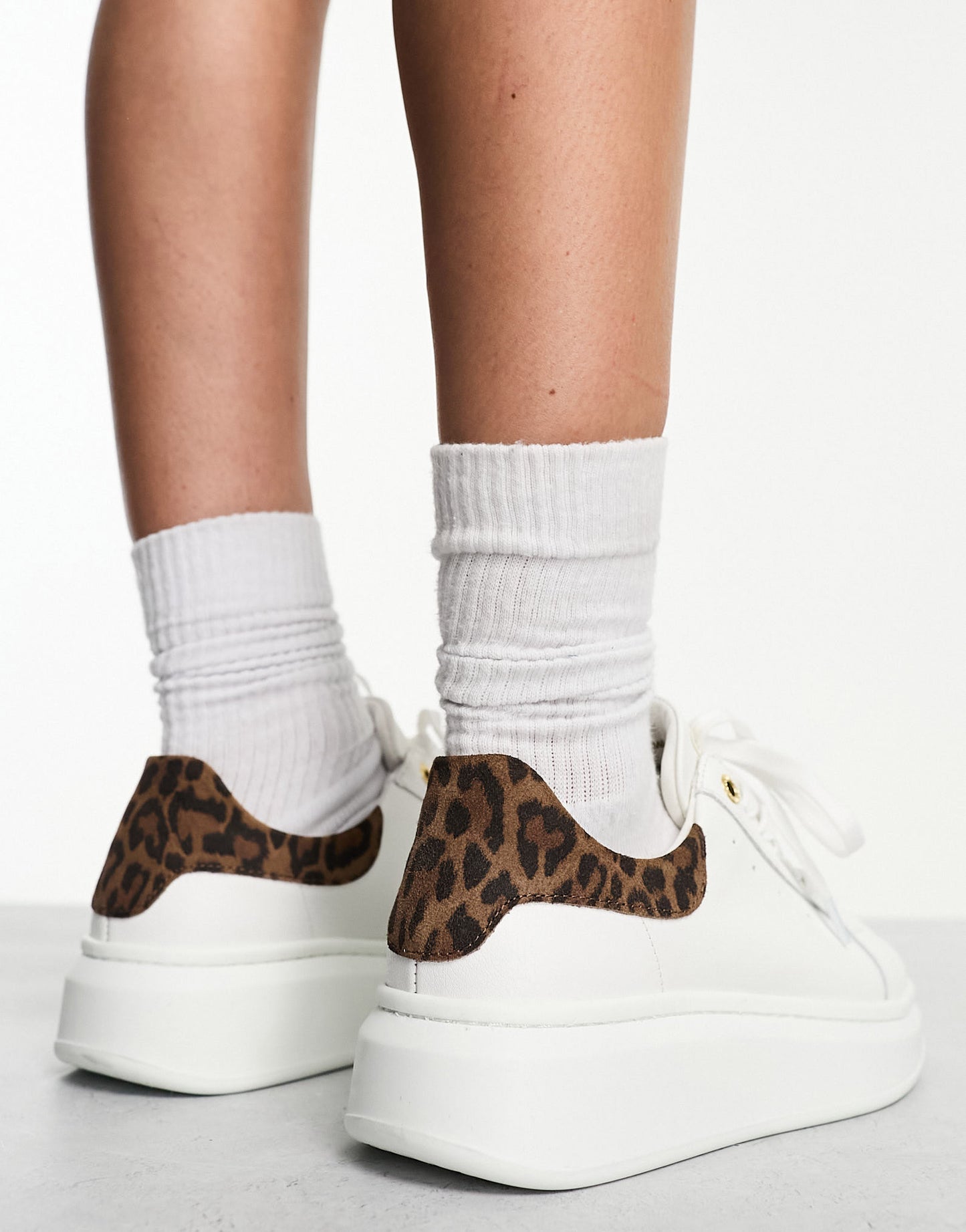 Barbour International Amanza flatform leather trainers in white