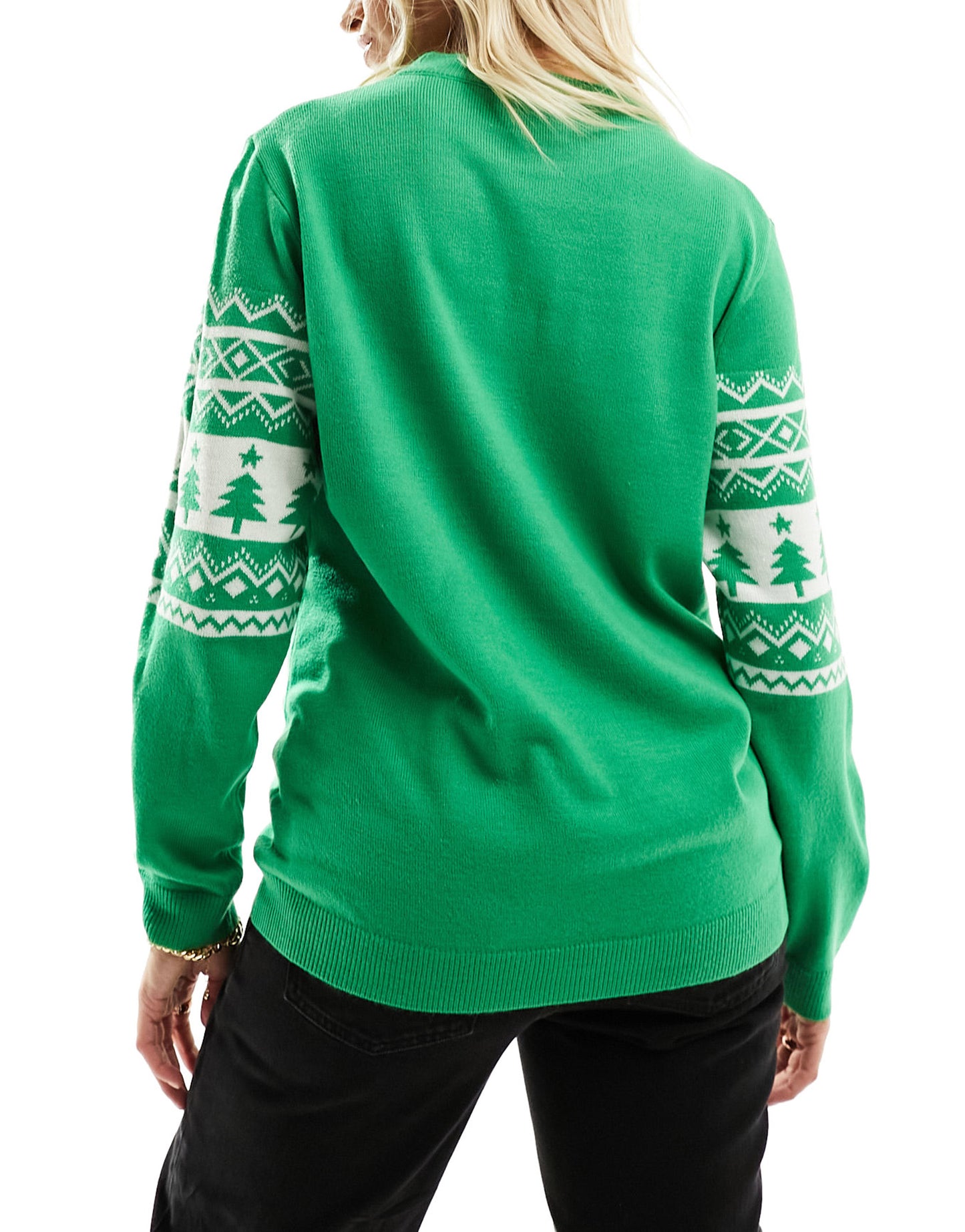 ASOS DESIGN Maternity Christmas jumper with placement fairisle pattern in green